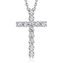 Moissanite Necklace Round Cut Diamond Cross Pendant Necklace for Women with 18 inch Chain 925 Sterling Silver