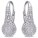  Diamond Drop Earrings With Double Halo and Leverbacks Earrings for Women