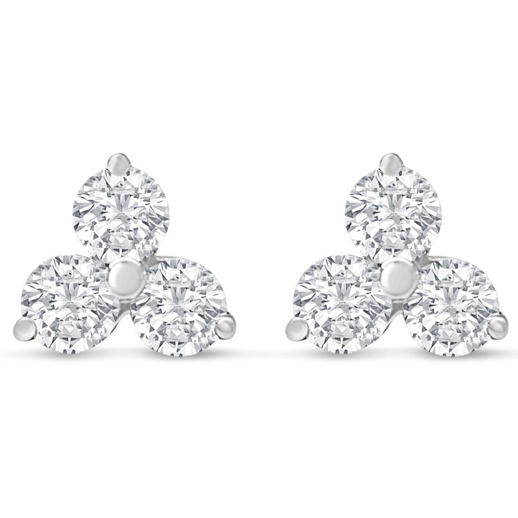 Moissanite Triangle Stud Earrings In Sterling Silver For Women