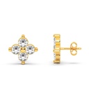 Round Cut Moissanite 14K Yellow Gold 4-Stone Stud Earrings Fine Jewelry for Women Gifts/Wedding