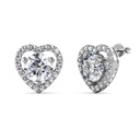 Moissanite Sterling Silver Earrings | 18k White Gold Heart Stud Earrings, 925 Sterling Silver Earrings For Women with Moissanite Crystals