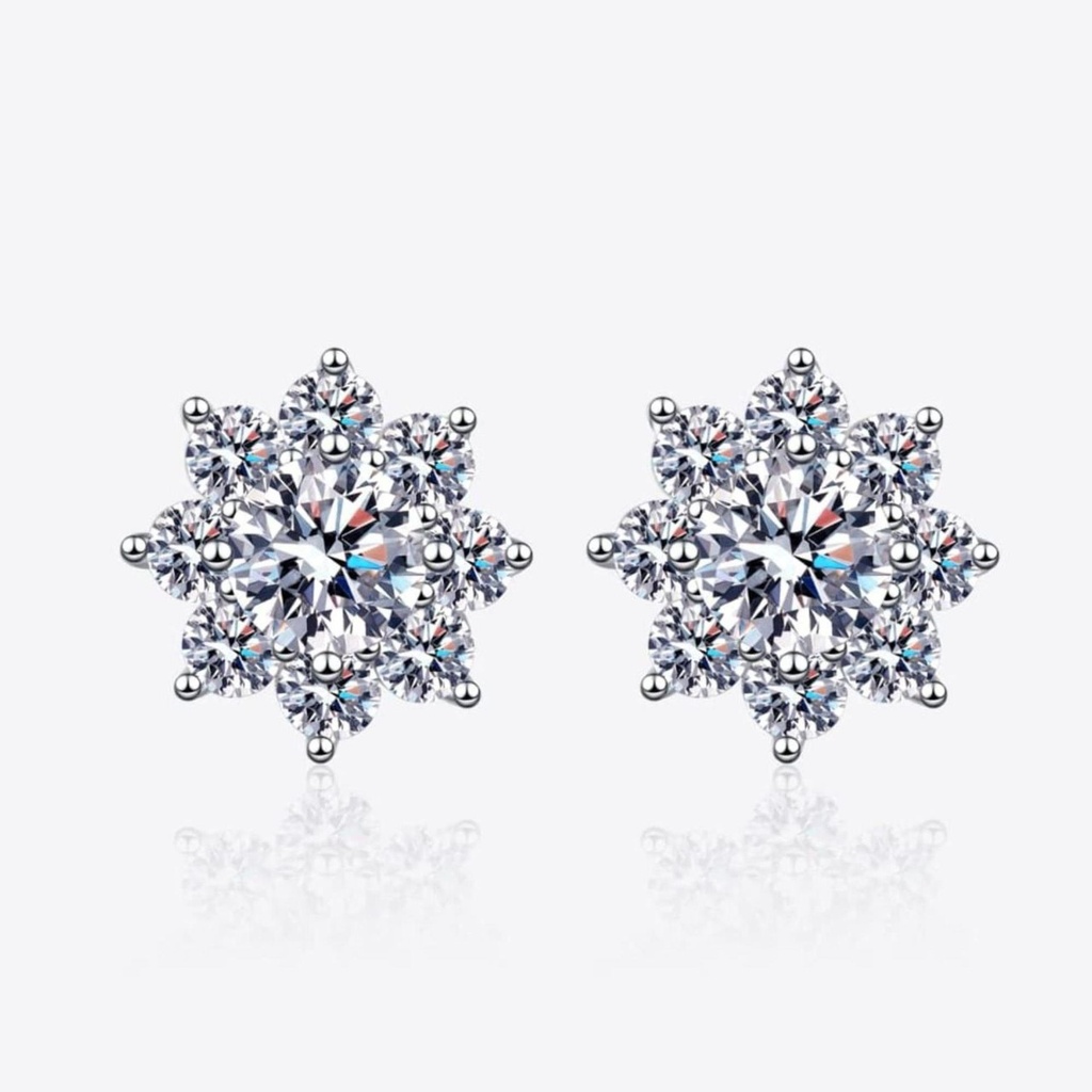  Moissanite 925 Sterling Silver Flower Earrings