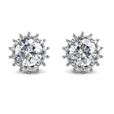 Moissanite Sterling Silver Earrings | 18k White Gold Stud Earrings, 925 Sterling Silver Earrings For Women with Moissanite Crystals