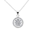 18k White Gold Plated Silver Halo Necklace | Crystal Necklace for Women, Gift for Her