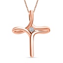 Moissanite Round 925 Sterling Silver Vermeil Rose Gold Plated Cross Pendant Necklace for Women  Birthday Gifts