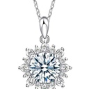 Moissanite Pendant Necklace 18K White Gold Plated Silver Ideal Cut Diamond Necklace for Women with Certificate of Authenticity