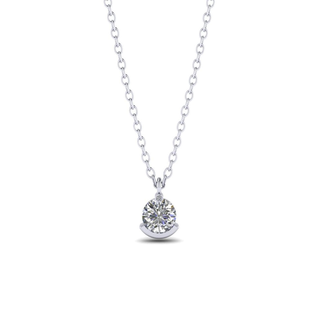 Drop Pendant 1 Carat Round Cut Real Moissanite Solitaire Necklace in 18k White Gold Over Silver