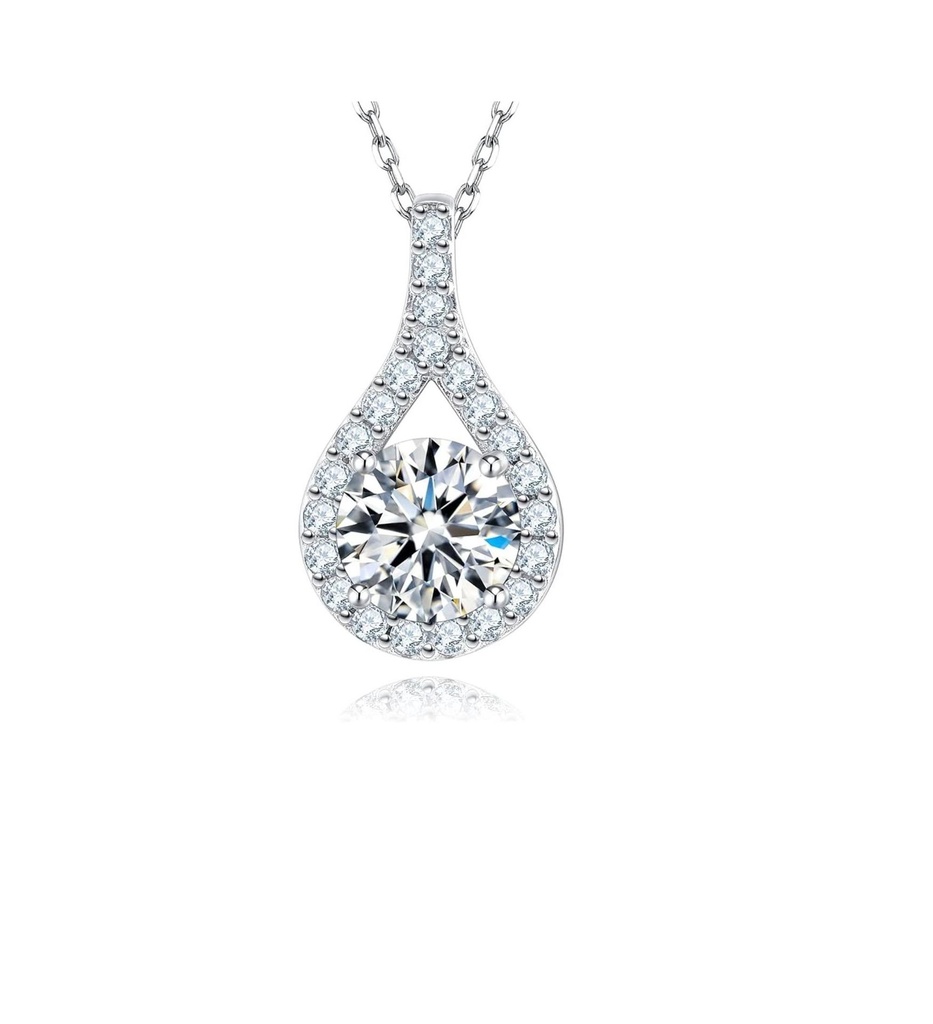  Pendant Necklace for Women, Wedding Gift 18K White Gold Plated Silver Diamond Necklace for Wife Mother Her