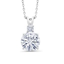 925 Sterling Silver White Moissanite Pendant Necklace For Women Birthstone, Round 10MM