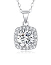   Pendant Necklace for Women, Halo \ 18K White Gold Plated Silver Diamond Necklace Gift for Wife Mother Her