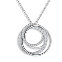 Interlocking Circle Pendant Necklace for Women 925 Sterling Silver Chain Lab Created Diamond 4 Generations Necklace Anniversary Valentine's Day Gifts for Her