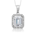  Emerald Cut White Moissanite Halo Pendant Necklace For Women 