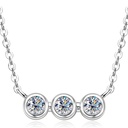 Three Stone Moissanite Pendant Necklace, Lab Created Diamond Sterling Silver Platinum Plated Bezel Pendant for Women Mother's Day Valentines Day Birthday Jewelry Gift