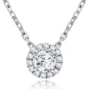  Halo Pendant Necklace 18K White Gold Plated Sterling Silver Chain Lab Created Diamond Necklace for Women Anniversary Valentines Day Gifts for Her