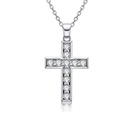  Cross Necklace Round Cut Moissanite Round Cut 14K White Gold Plated 925 Sterling Silver Anniversary Pendant Necklace for Women