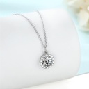 Moissanite Necklace Sterling Silver with 18K White Gold Plated Moissanite Diamond Necklaces for Women