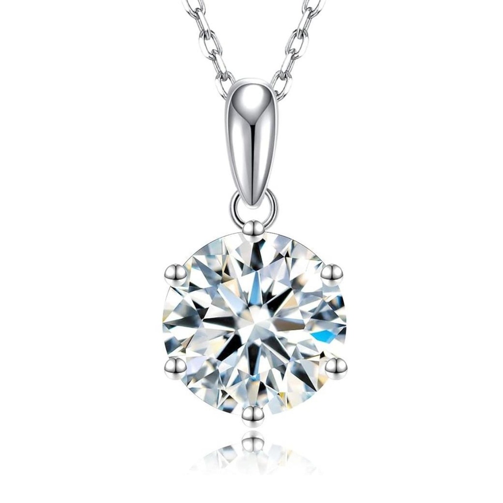  Pendant Necklace  White Gold Plated silver  Ideal Cut Diamond Necklace for Women with Certificate of Authenticity