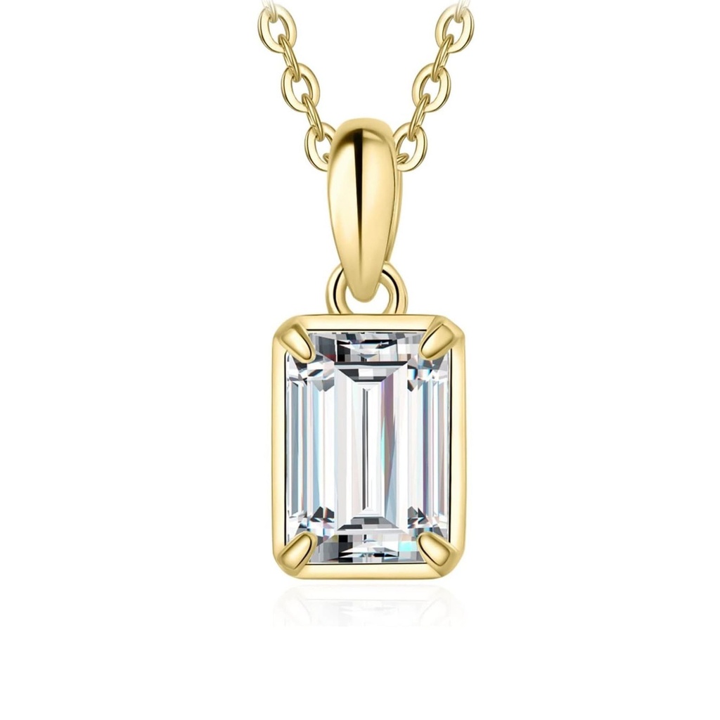 Moissanite Solitaire Pendant Necklace for Women, 14K White Yellow Rose Gold Plated 925 Sterling Silver Necklaces for Her, Classic Simulated Diamond Jewelry Set, 18 Inches chain