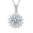  Pendant Necklace for Women, Sunflower 18K White Gold Plated Silver Diamond Necklace Gift for Wife Mother Her