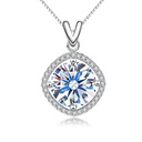 Moissanite Pendant Necklace 18K White Gold Silver Plated Necklace with Moissanite Ideal Cut Diamond Necklace, Valentine's Day Gift for Girlfriend Ladies Wife