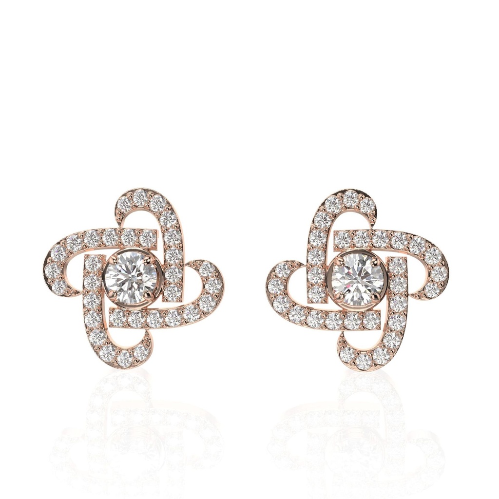 Antique Round Diamond Stud Earrings 14K White Gold Wedding Studs, Lab Grown Diamond Earrings, Push Back Engagement Studs, Anniversary Gift