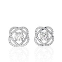 Round Cut Stud Earrings,  White Gold, Jacket Earrings, Unique Gift For Her, Screw Back Studs, Woman Day Sale