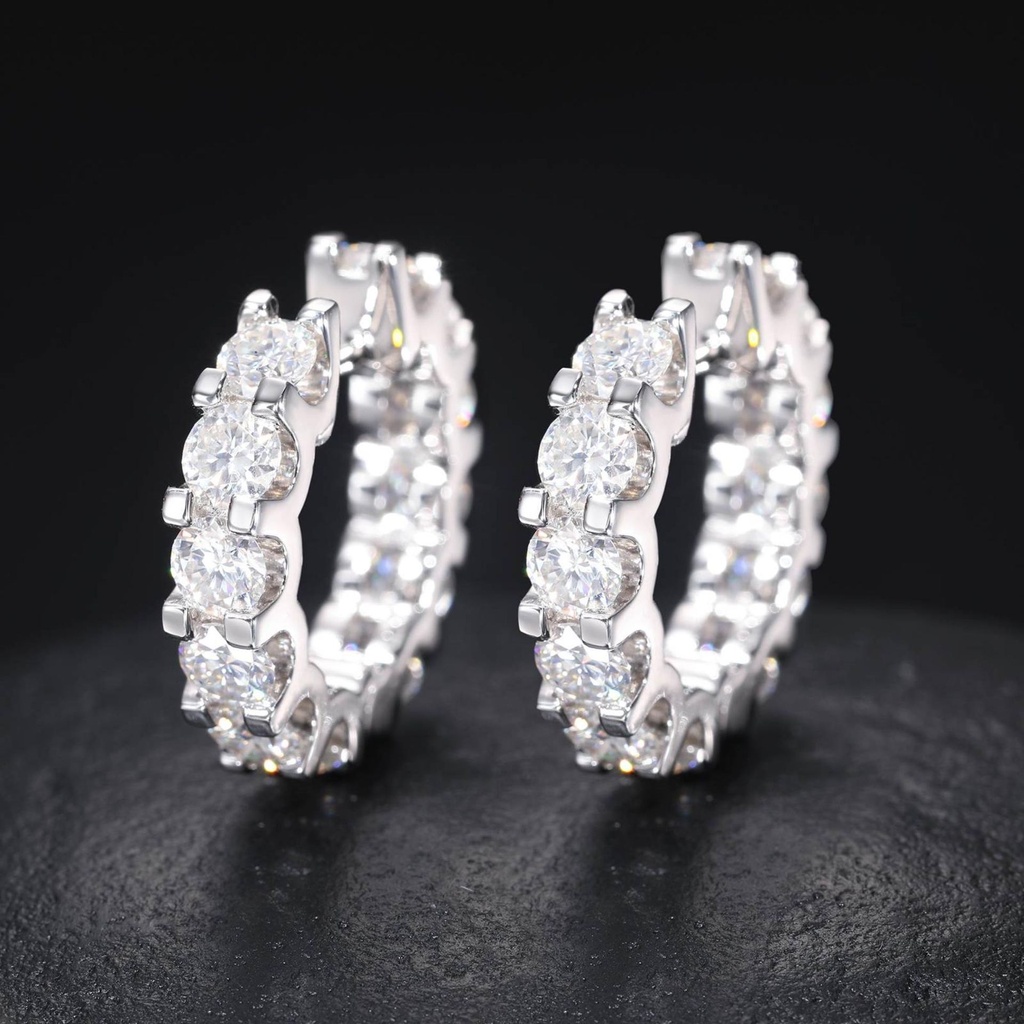 Cluster Moissanite Hoop Earrings