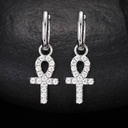  Moissanite Ankh Cross Drop Earrings