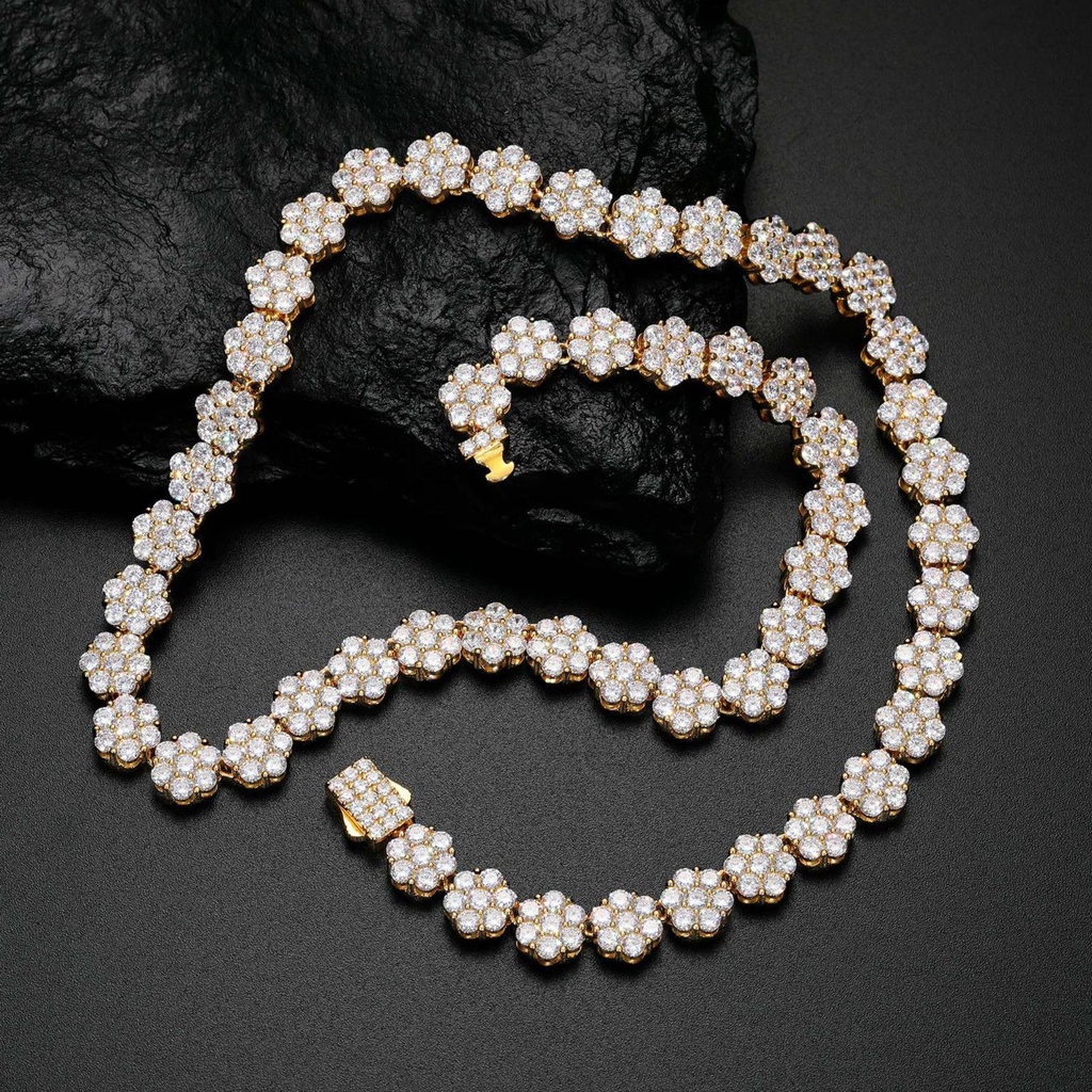 925 Silver Moissanite Floral Radiance Diamond Tennis Chain