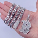  Iced Initial Letter Necklace in Sterling Silver - Hip Hop Jewelry