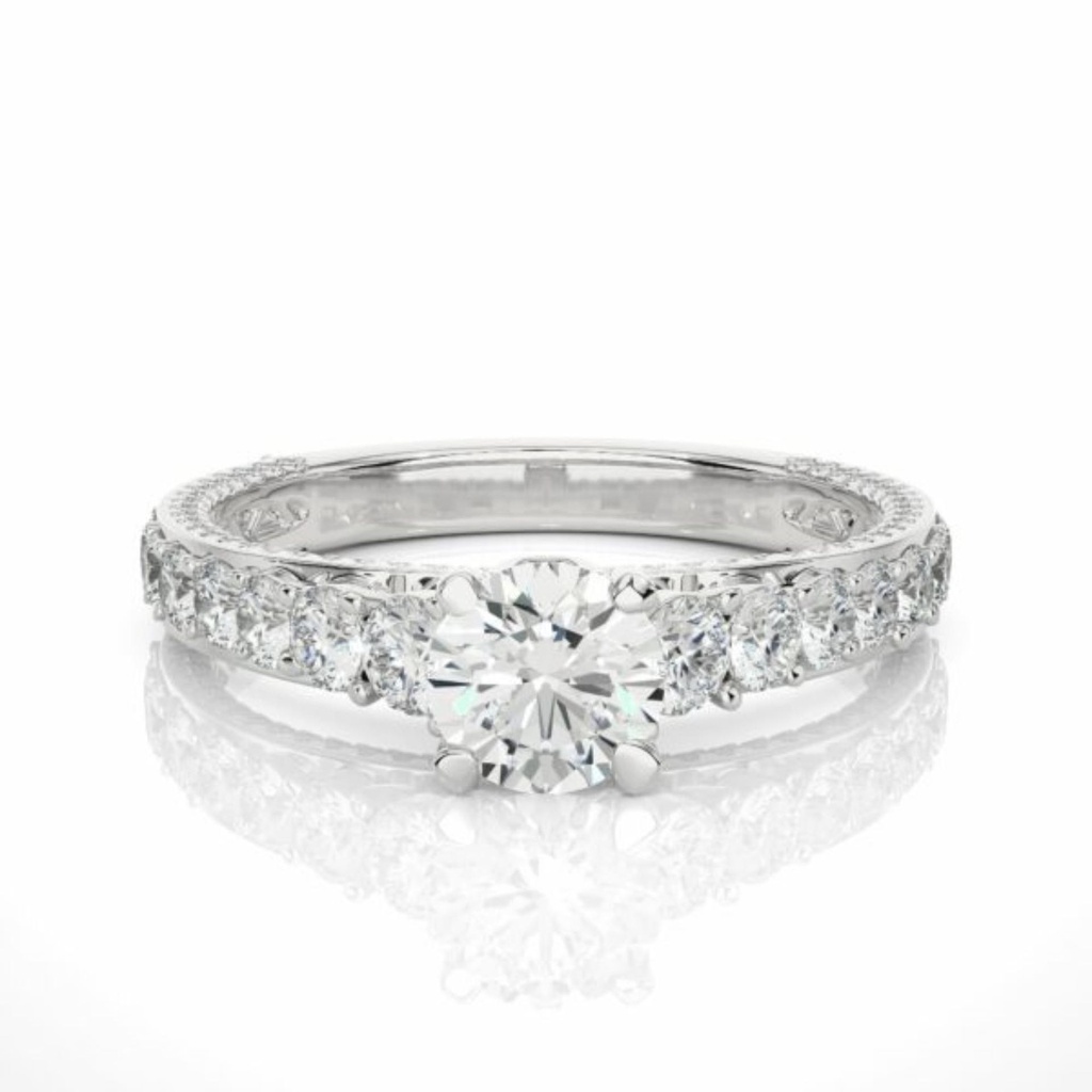  Round Cut Solitaire With Accents  Diamond Engagement Ring 