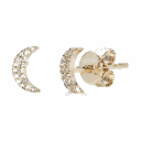 Round Cut Pave Setting  Diamond Moon Studs