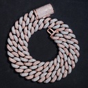  Solid Silver Rose Gold Mix White Gold Plated Miami Cuban Link Chain  Diamond
