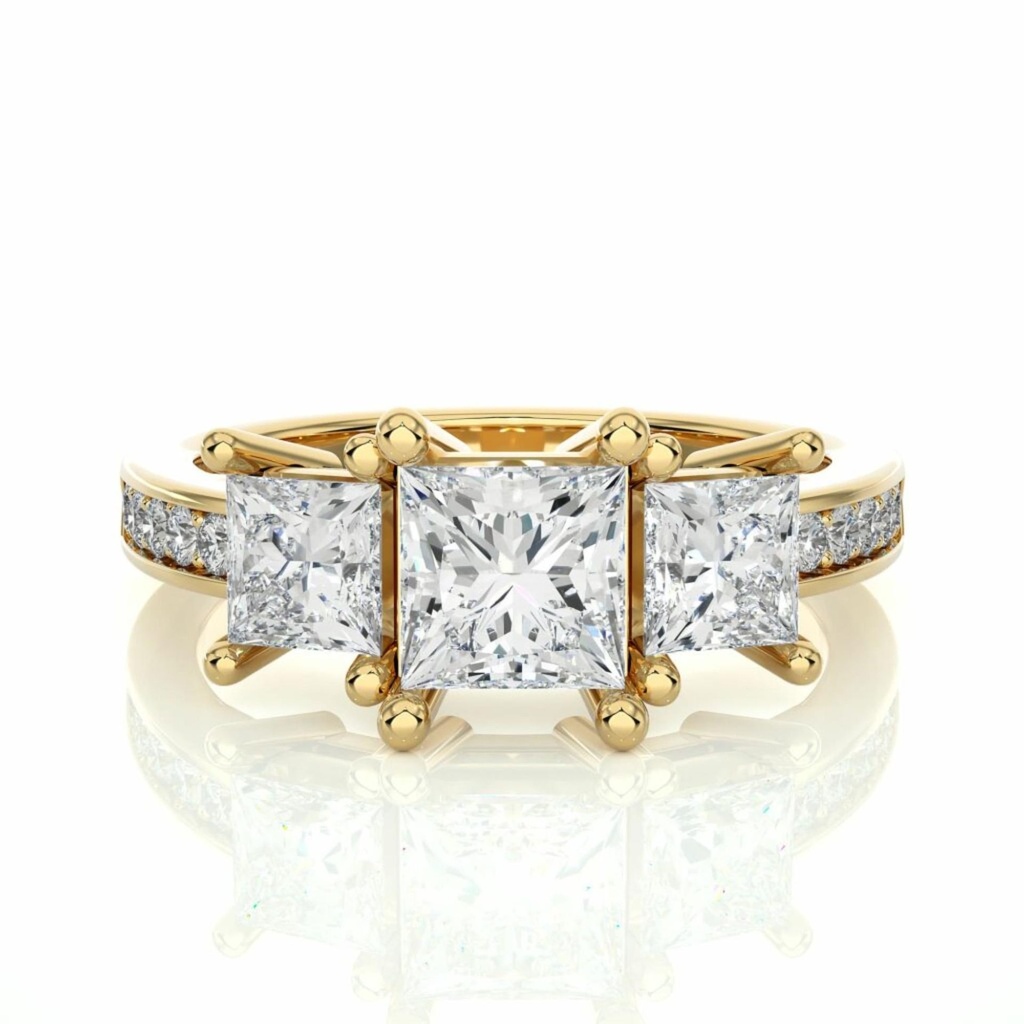 Princess And Round Cut Prong Setting Diamond Ring 