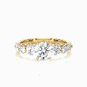 Round Shape 7 Stone Basket Setting Diamond Engagement Ring