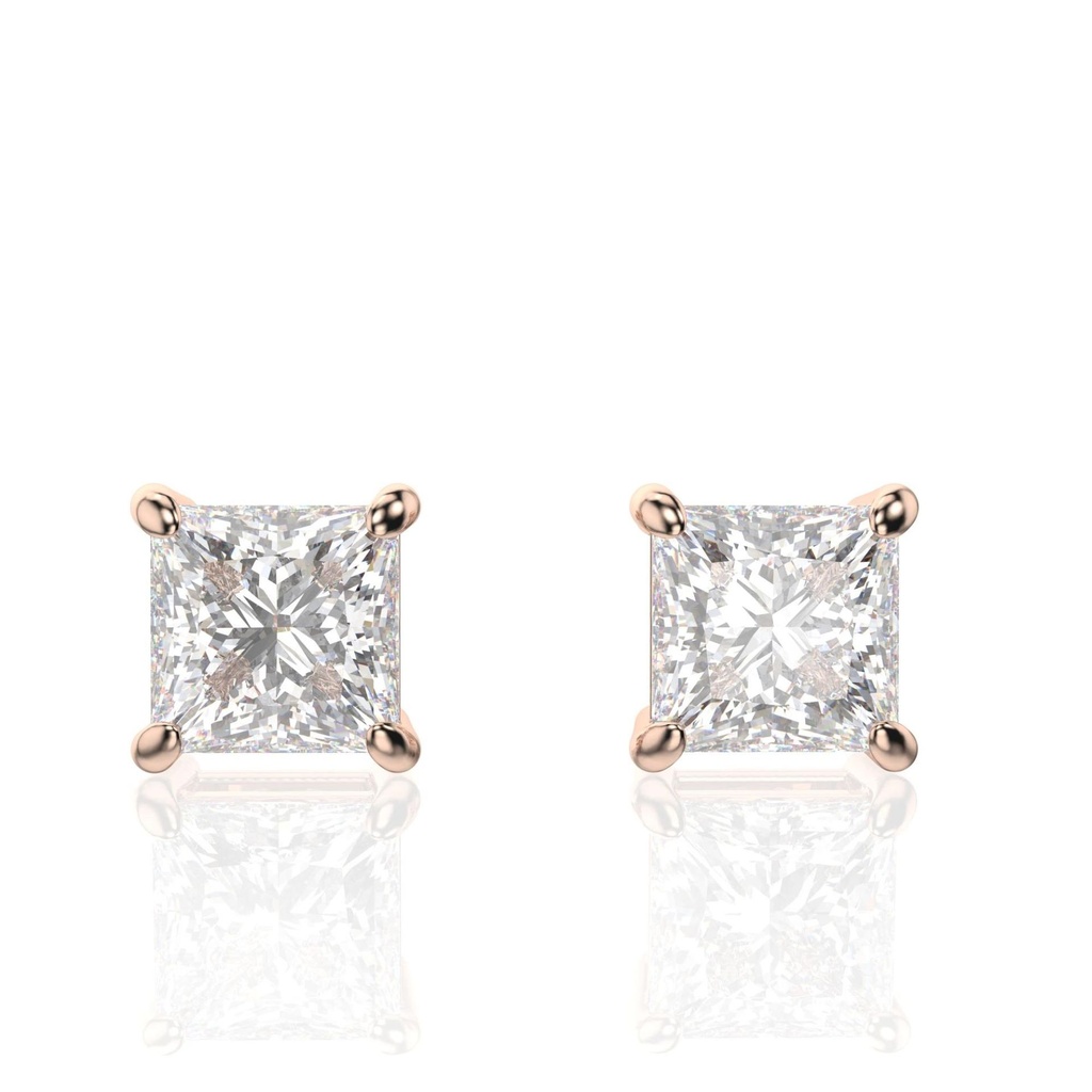 Princess Diamond Stud Earrings For Women 