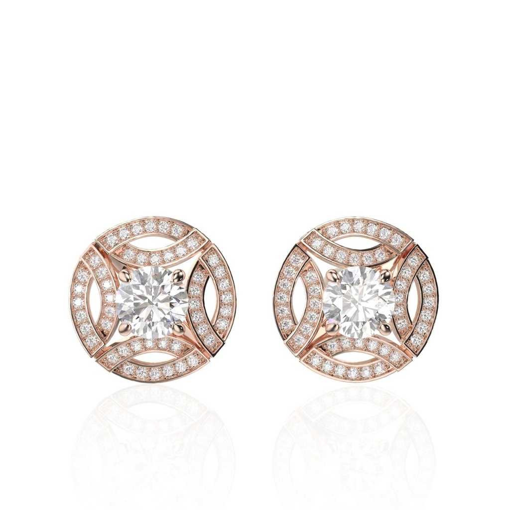 Round Brilliant Cut Stud, Push Back Earrings, 18K White Gold, Stud, Unique Wedding Gift, Top Quality Bridesmaid Gift