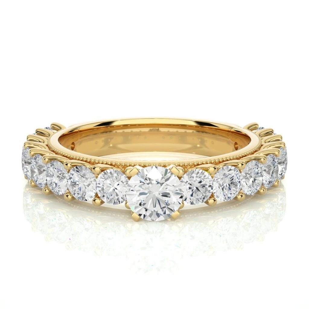  Round Cut Shared Prong Diamond Ring For Women