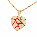 Round Cut Pave Setting Heart Broken Design Diamond Necklace For Women