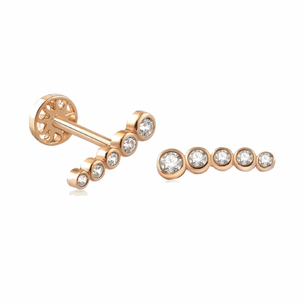  Bezel Setting Diamond Stud Earrings 