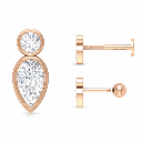  Round & Pear Shape Bezel Diamond Stud Earrings