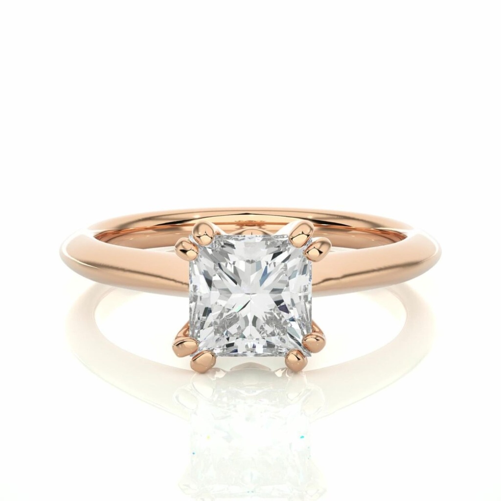  Princess Cut Solitaire Diamond Engagement Ring 