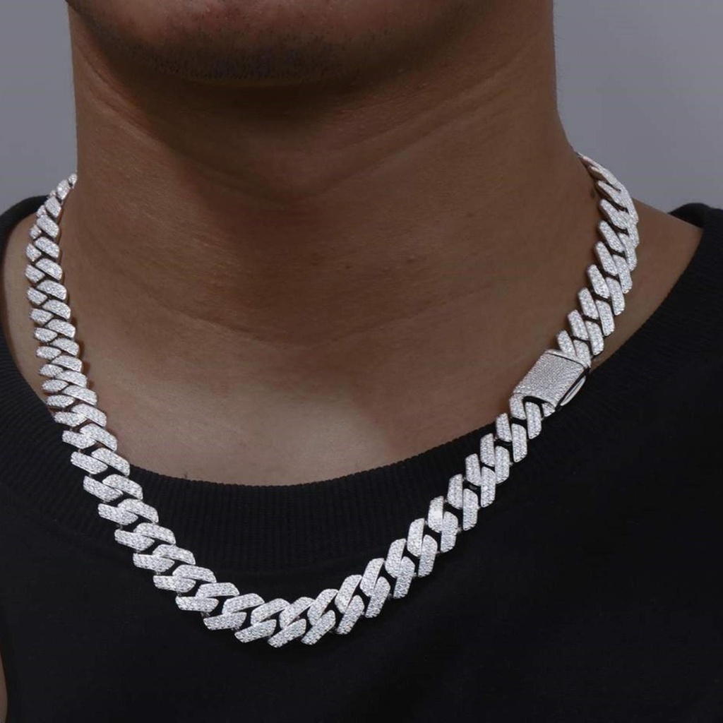 12mm Micro 2 Rows Moissanite Cuban Link Chain