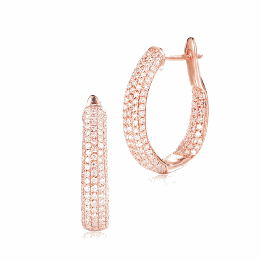 Round Shaped Pave Setting Diamond Hoop Earrings