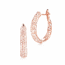 Round Shaped Pave Setting Diamond Hoop Earrings