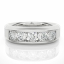 Round Cut Channel Set Diamond Wedding Band In White Gold