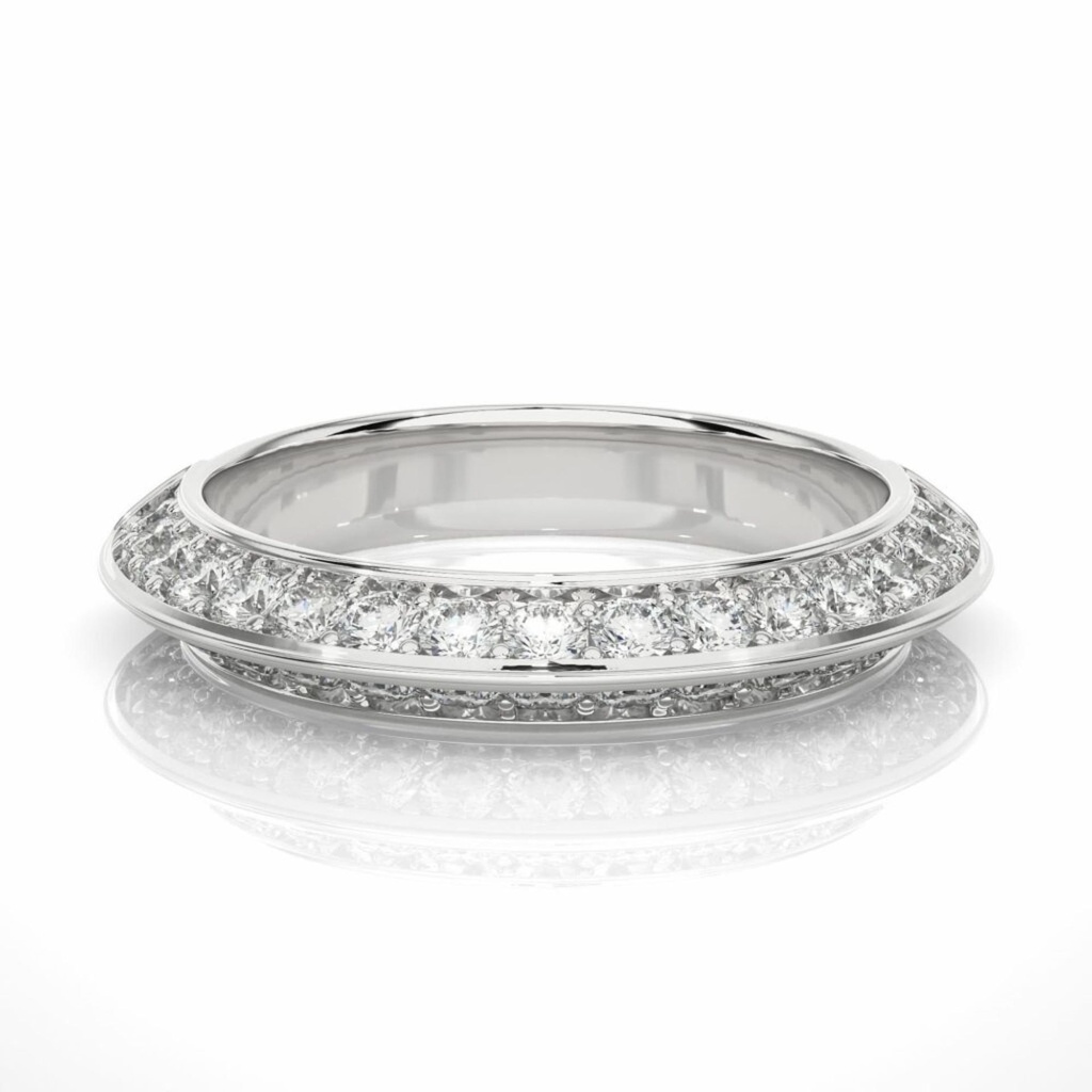Round Cut Knife Edge Diamond Eternity Wedding Band in White Gold