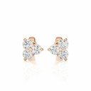 Three Round Prong Setting Diamond Stud Earrings in Rose Gold