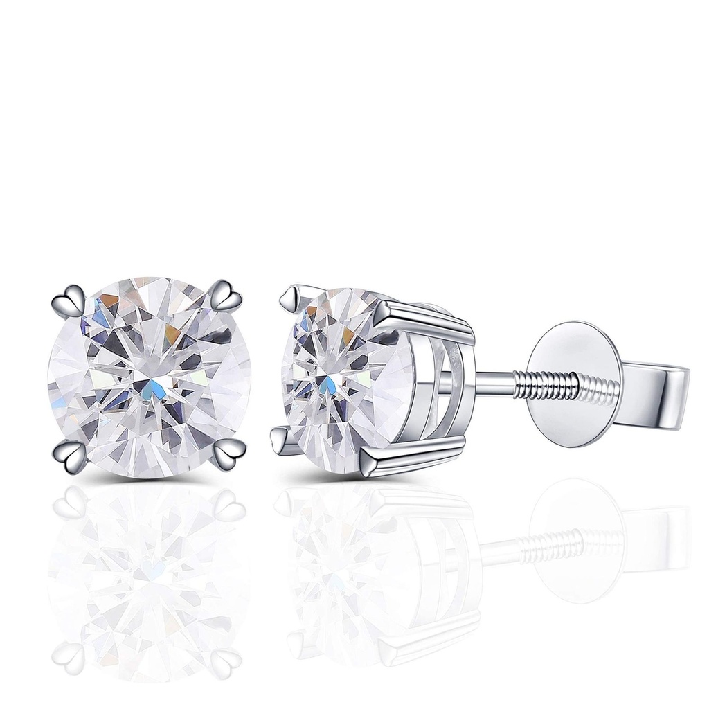 Round Cut Moissanite Stud Earrings