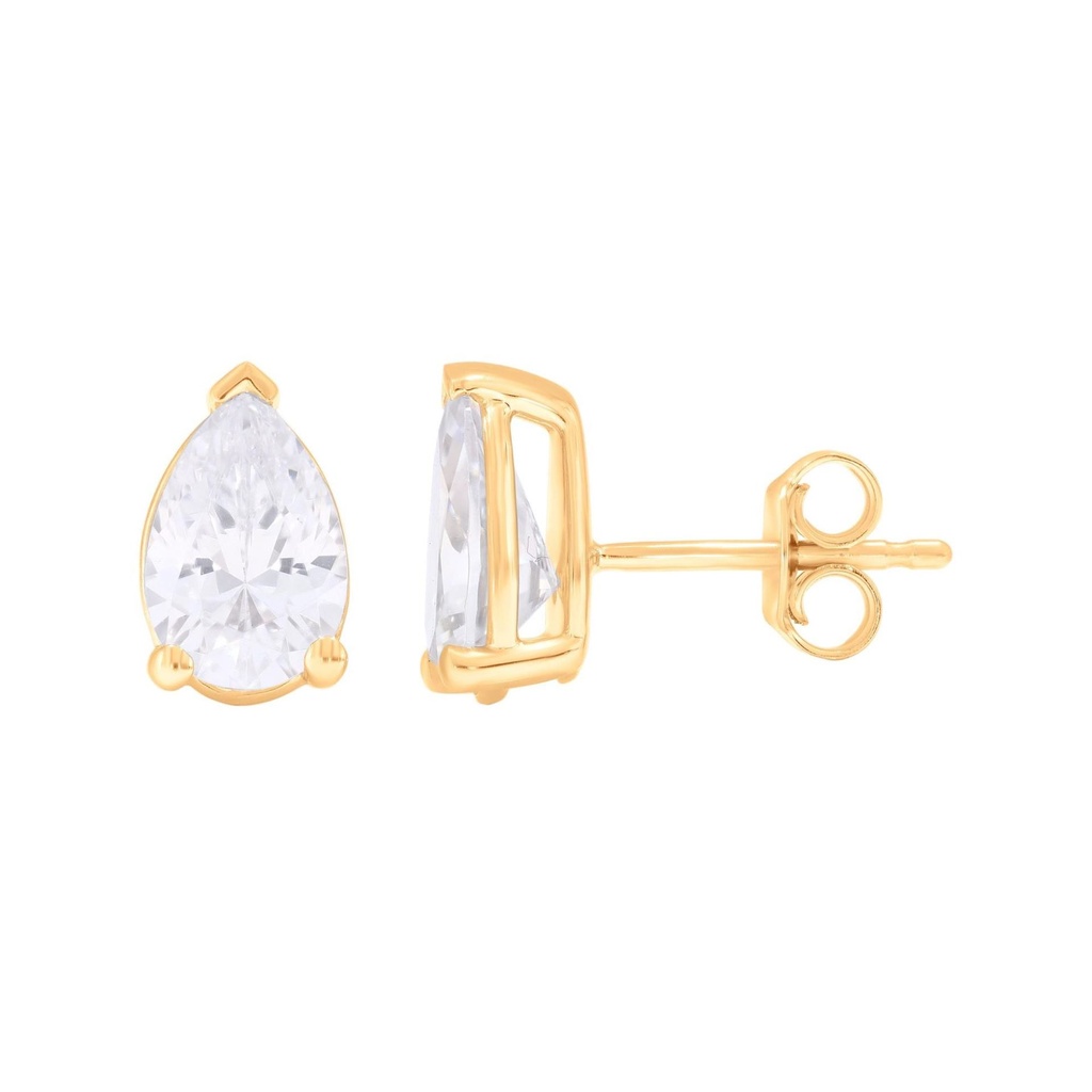  Pear Cut Diamond With Pushback Stud Earrings 